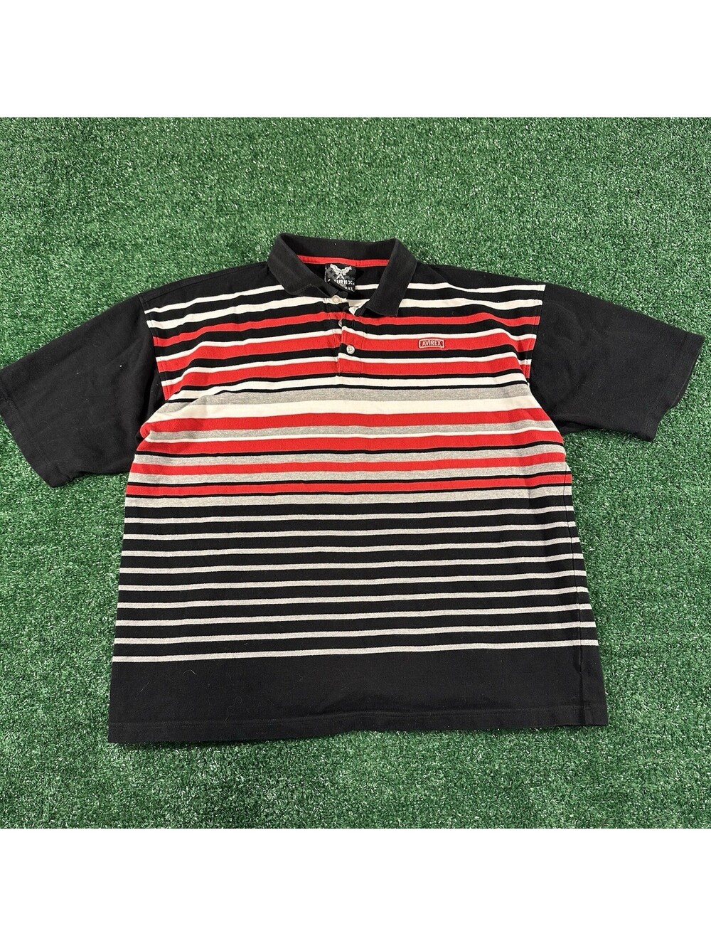 Avirex Vintage Y2K HipHop Black/red Polo Short Sleeve Shirt Size XXL